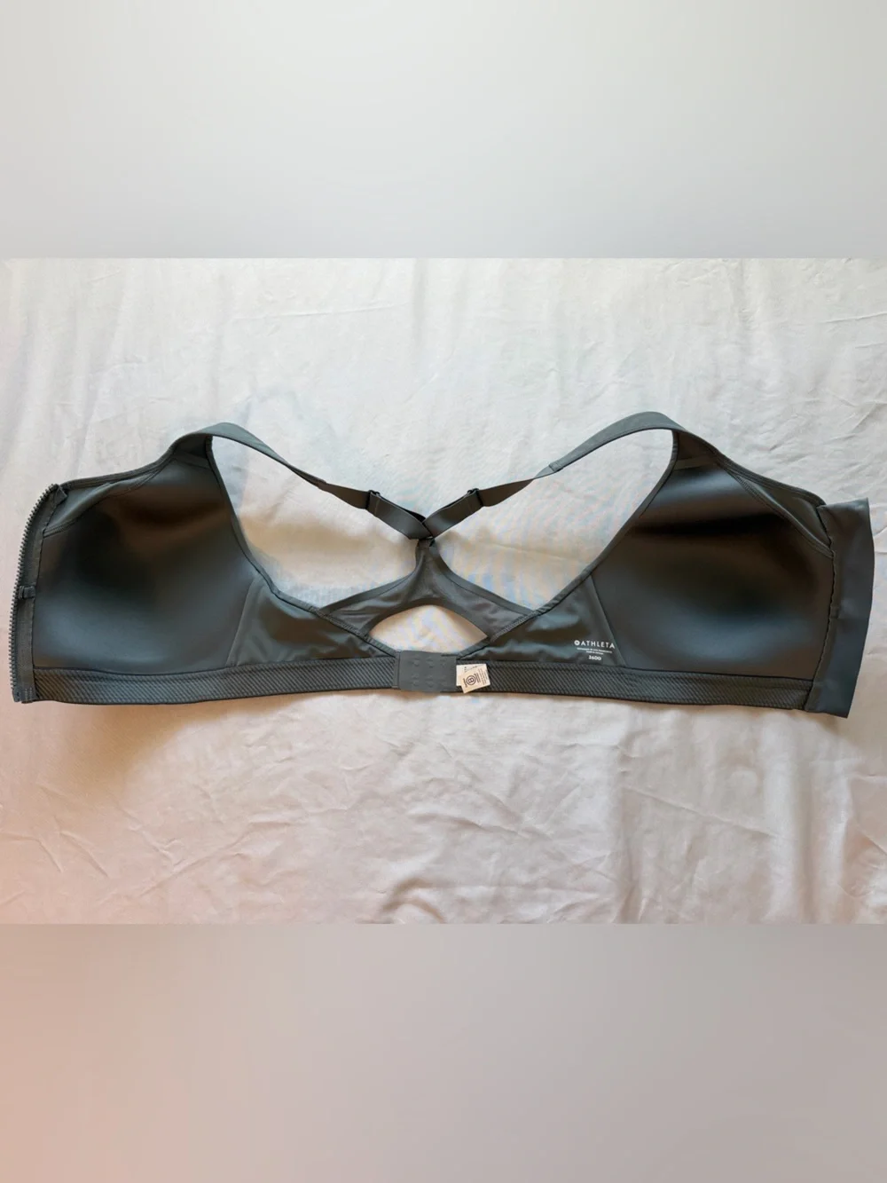 Athleta Front-Zip Sports Bra in Sage Green